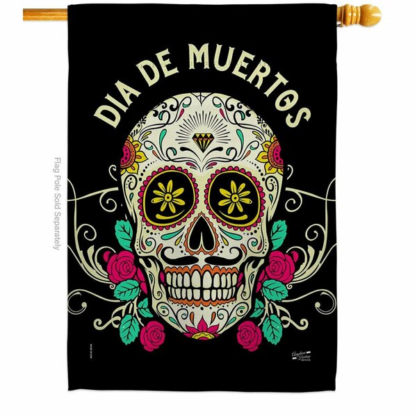 Patio Trasero 28 x 40 in. Dia De Muertos House Flag with Fall Day of Dead Double-Sided Vertical  Banner Garden PA4223734